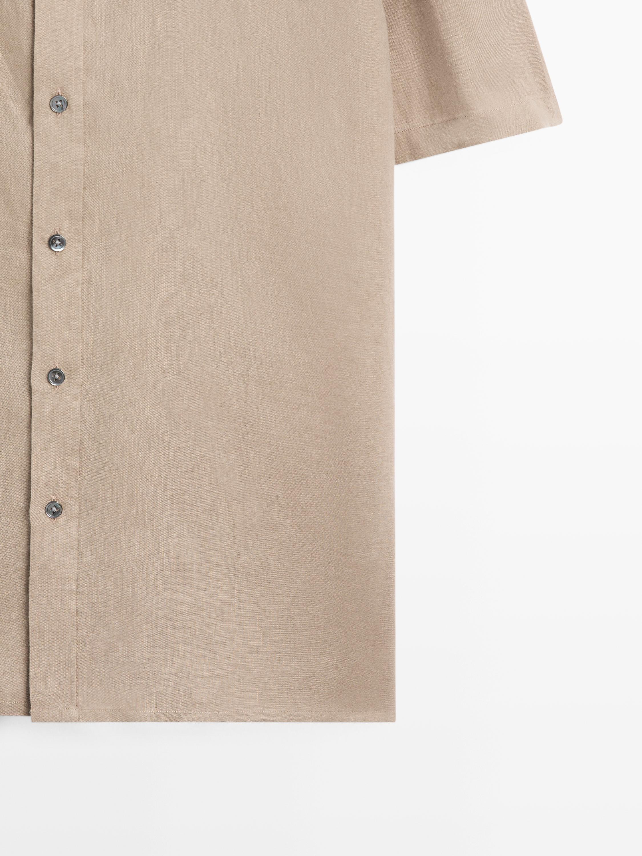 Regular fit short sleeve linen shirt
